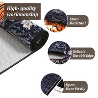 Garvee Bedroom Rug Washable Area Rug Non Slip Low Pile Boho Floral Carpet Navy 6x9ft