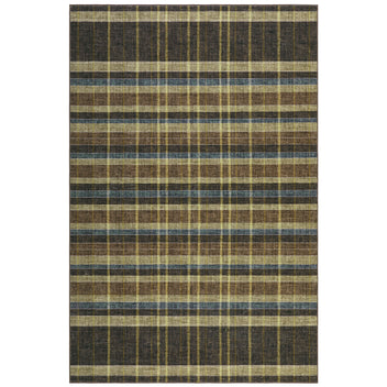 Garvee Plaid 9x12 Washable Checkered Living Room Rug with Non Slip Back for Dining Room Office Brown