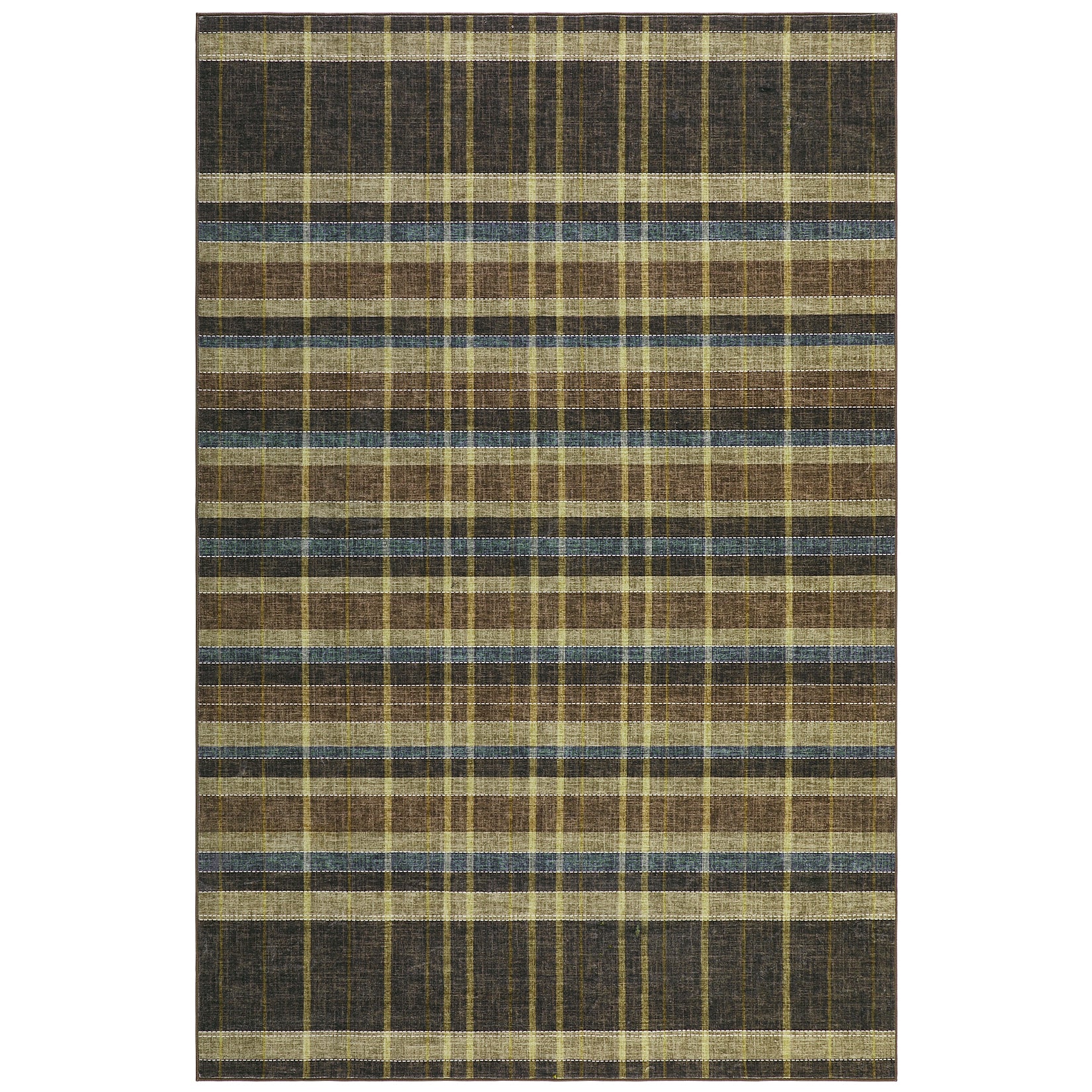 Garvee Plaid 5x7 Washable Checkered Living Room Rug with Non Slip Back for Dining Room Office, Brown