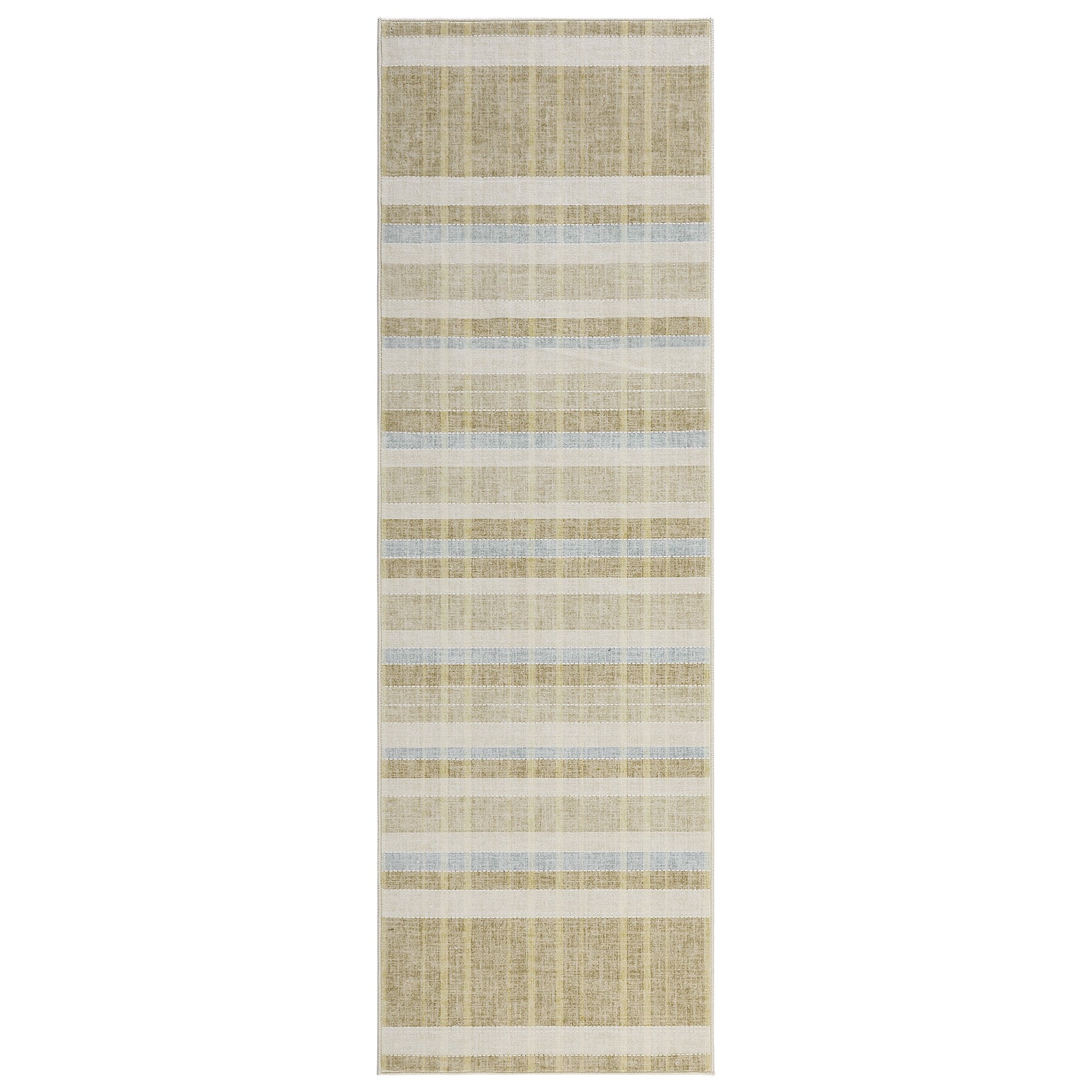 Garvee Plaid Washable Runner Rug 2x6 Non Slip Kitchen Rug Taupe Modern Checkered Textured Low Pile Stain Resistant