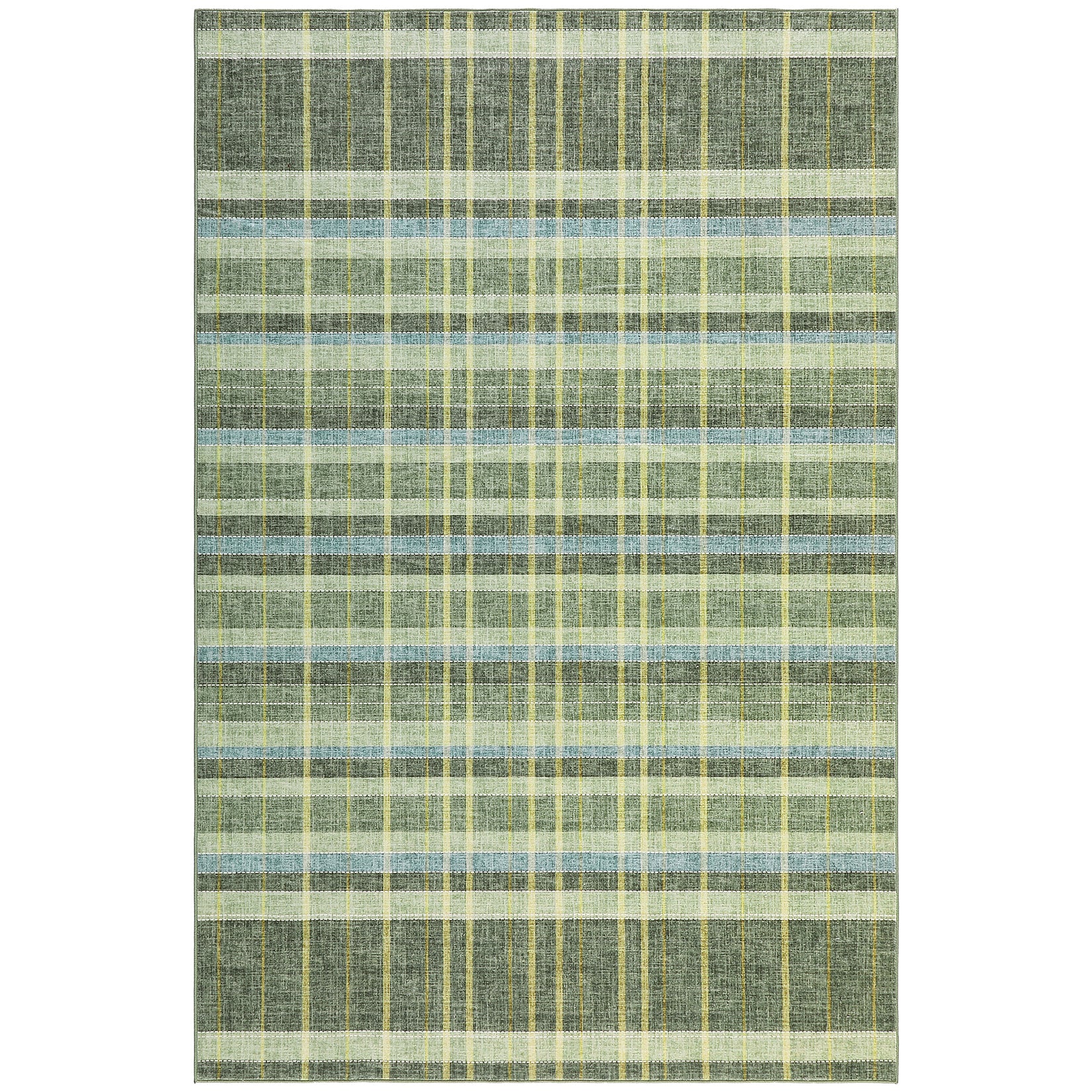 Garvee Green 5x7 Area Rug Washable Geometric Plaid Rug Non Slip Low Pile for Living Room Bedroom Dining Office Large Home Decor