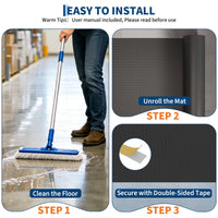 Garvee Heavy Duty Diamond Plate PVC Garage Floor Mat – 4x8 FT Non-Slip Waterproof Flooring Roll, Easy to Cut & Clean, Double-Sided Tape, Ideal for Car Parking, Workshop, Warehouse, Basement, Black