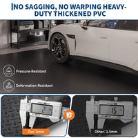 Garvee Heavy Duty Diamond Plate PVC Garage Floor Mat, 5x10 ft, 2.0mm Thick, Waterproof, Non-Slip Roll – Easy to Cut & Clean, Durable for Car Parking, Workshop, Basement – Double-Sided Tape Included, Black