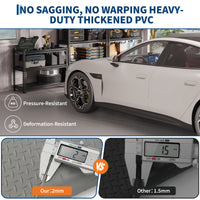 Garvee Heavy Duty Diamond Plate PVC Garage Floor Mat – 4x8 FT Non-Slip Waterproof Flooring Roll, Easy Clean, Cut to Fit, Double-Sided Tape, Perfect for Cars, SUVs, Workshop, Warehouse, Basement, Gray