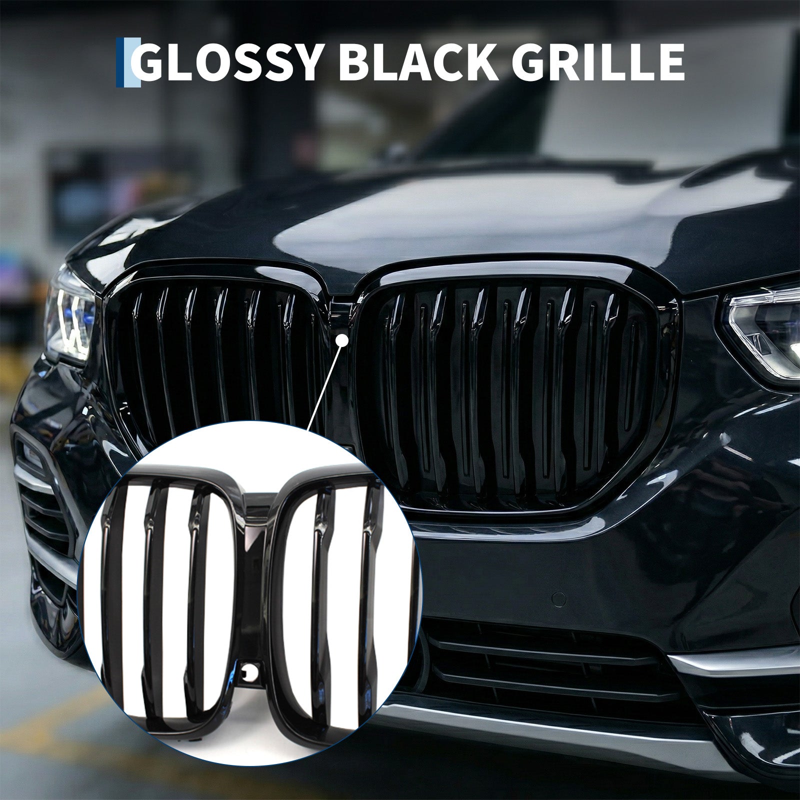 High-quality Glossy Black Grille for luxury car X5 G05 2018-2023, Compatible with XDrive40i/50i/45e/M50i, Front Exterior Accessory