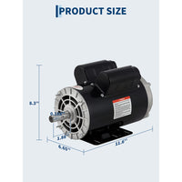 Garvee 3HP SPL Air Compressor Electric Motor, 115/230V, 56 Frame, 3450 RPM, Ultra Quiet, Dual CW/CCW Rotation, 5/8" Keyed Shaft, 1.88" Shaft Length