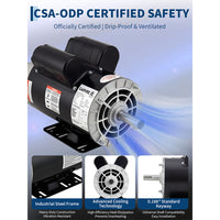 Garvee 2HP SPL Air Compressor Electric Motor, 110/230V, 56 Frame, 5/8" Keyed Shaft, Ultra Quiet, Dual CW/CCW Rotation