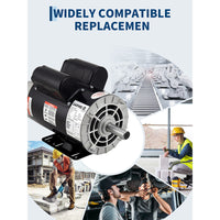 Garvee 2HP SPL Air Compressor Electric Motor, 110/230V, 56 Frame, 5/8" Keyed Shaft, Ultra Quiet, Dual CW/CCW Rotation