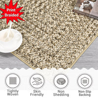 Garvee Washable Area Rugs Beige Yellow 5x7 Rug Non Slip Modern Soft Braided Print for Living Room Bedroom