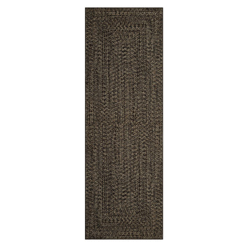 Garvee 2' x 10' Extra-Long Printed Braided-Style Runner Rug, Washable Low-Pile Rug with Non-Slip TPR Backing for Hallway & Kitchen, Dark Brown
