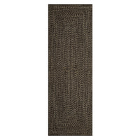 Garvee 2' x 10' Extra-Long Printed Braided-Style Runner Rug, Washable Low-Pile Rug with Non-Slip TPR Backing for Hallway & Kitchen, Dark Brown