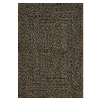 Garvee 3' x 5' Printed Braided-Style Area Rug, Washable Low-Pile Rug with Non-Slip TPR Backing for Entryway, Bedroom & Office, Dark Brown