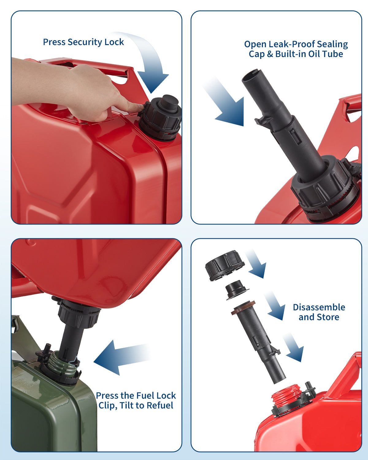 Garvee Corrosion-Resistant Steel Jerry Can Fuel Transfer Tank – 20L/5.3-Gallon, Fast 6L/Min Circulation, Portable Gasoline Storage with Extension Tube & Sealing Cap for Car, Truck, ATV, UTV, Boat, Motorcycle – Red, Single Pack