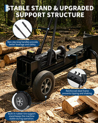 Garvee 12 Ton Manual Log Splitter, Hydraulic Wood Splitter with 9.8" Rubber Tires and Dual Speed Pump