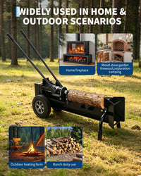Garvee 12 Ton Manual Log Splitter, Hydraulic Wood Splitter with 9.8" Rubber Tires and Dual Speed Pump