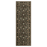 Garvee 2' x 6' Chocolate Brown Vintage Floral Runner Rug, Washable Non-Slip Low-Pile Hallway Rug with Rustic Border for Kitchen & Entryway