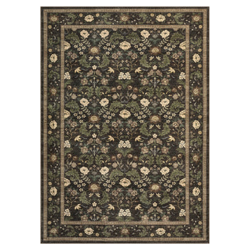 Garvee 8' x 10' Chocolate Brown Vintage Floral Area Rug, Washable Non-Slip Low-Pile Rustic Border Rug for Living Room, Bedroom & Dining Room