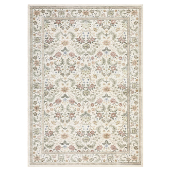 Garvee 8' x 10' Beige Pastoral Floral Area Rug, Washable Non-Slip Low-Pile Large Vintage Border Rug for Living Room & Bedroom