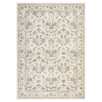 Garvee 5' x 7' Beige Vintage Floral Area Rug, Washable Non-Slip Low-Pile Soft Rug for Living Room, Bedroom, Dining Room & Nursery