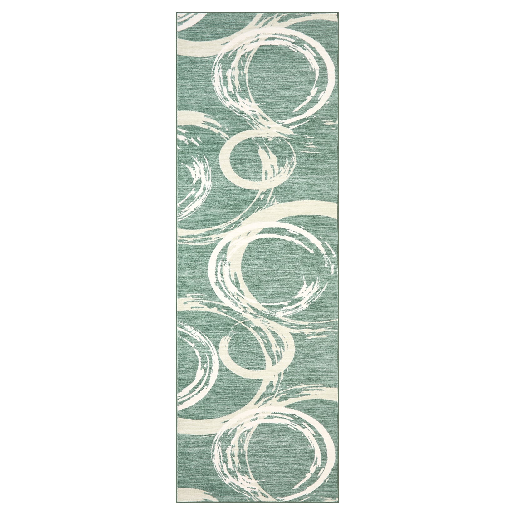 Garvee 2' × 6' Abstract Swirl Runner Rug, Machine Washable Non-Slip Low-Pile Rug for Hallway, Kitchen & Entryway, Green