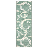 Garvee 2' × 6' Abstract Swirl Runner Rug, Machine Washable Non-Slip Low-Pile Rug for Hallway, Kitchen & Entryway, Green