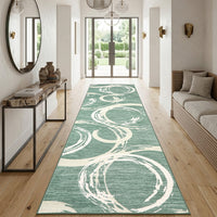 Garvee 2' × 6' Abstract Swirl Runner Rug, Machine Washable Non-Slip Low-Pile Rug for Hallway, Kitchen & Entryway, Green