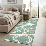 Garvee 2' × 6' Abstract Swirl Runner Rug, Machine Washable Non-Slip Low-Pile Rug for Hallway, Kitchen & Entryway, Green