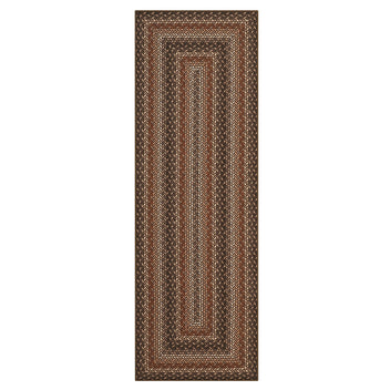 Garvee 2' x 6' Easy Jute Indoor Outdoor Runner Rug, Washable Non-Slip Braided-Print Low-Pile Rug for Hallway, Entryway, Kitchen & Covered Patio, Orange/Brown