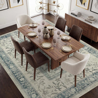 Garvee Washable Rugs for Indoor Use, Green Botanical Floral Print, Non-Slip Low Pile Soft Area Rug, Farmhouse Aesthetic Carpet for Living Room, Bedroom, Kitchen, Dining Room