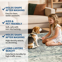 Garvee Washable Rugs for Indoor Use, Green Botanical Floral Print, Non-Slip Low Pile Soft Area Rug, Farmhouse Aesthetic Carpet for Living Room, Bedroom, Kitchen, Dining Room