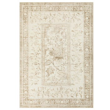 Garvee Washable Rugs for Indoor Use, Green Botanical Floral Print, Non-Slip Low Pile Soft Area Rug, Farmhouse Aesthetic Carpet for Living Room, Bedroom, Kitchen, Dining Room