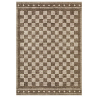 Garvee 9' × 12' Checkerboard Area Rug, Machine Washable Non-Slip Low-Pile Soft Rug for Living Room, Bedroom & Dining Room, Brown