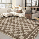 Garvee 8' × 10' Checkerboard Area Rug, Machine Washable Non-Slip Low-Pile Soft Rug for Living Room, Bedroom & Dining Room, Brown - Brown