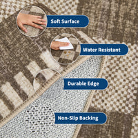 Garvee 2' × 6' Checkerboard Runner Rug, Machine Washable Non-Slip Low-Pile Rug for Hallway, Kitchen & Entryway, Brown