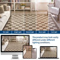 Garvee 2' × 6' Checkerboard Runner Rug, Machine Washable Non-Slip Low-Pile Rug for Hallway, Kitchen & Entryway, Brown