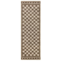 Garvee 2' × 6' Checkerboard Runner Rug, Machine Washable Non-Slip Low-Pile Rug for Hallway, Kitchen & Entryway, Brown