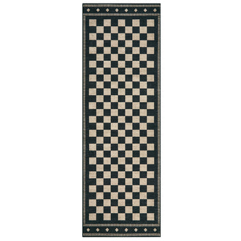 Garvee 2' × 6' Checkerboard Runner Rug, Machine Washable Non-Slip Low-Pile Rug for Hallway, Kitchen & Entryway, Black