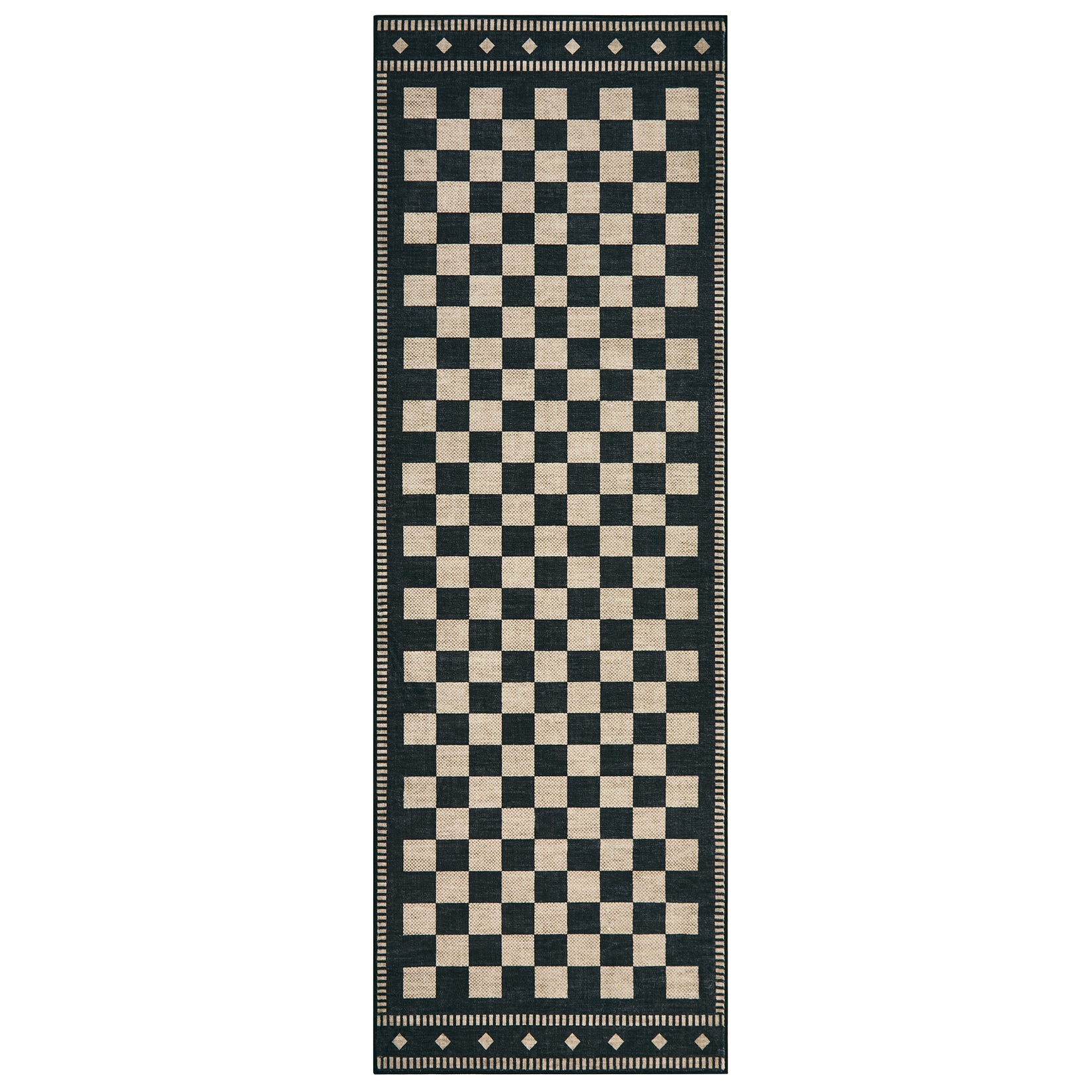 Garvee 2' × 6' Checkerboard Runner Rug, Machine Washable Non-Slip Low-Pile Rug for Hallway, Kitchen & Entryway, Black
