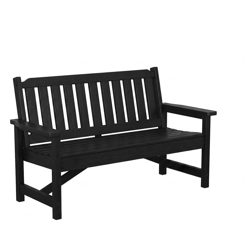 Garvee 52" HDPE Outdoor Patio Bench, Heavy Duty 2-Person Garden Bench with Backrest, 600 lb Capacity Weatherproof Poly Lumber Seating, Black