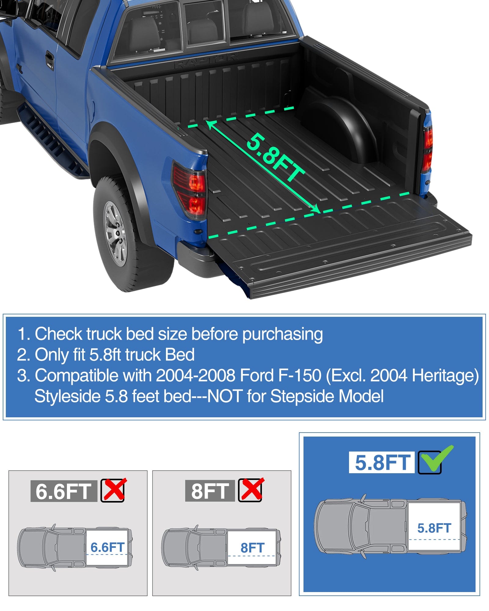 Soft Quad Fold Tonneau Cover for 2015-2023 Ford F150 5.5ft