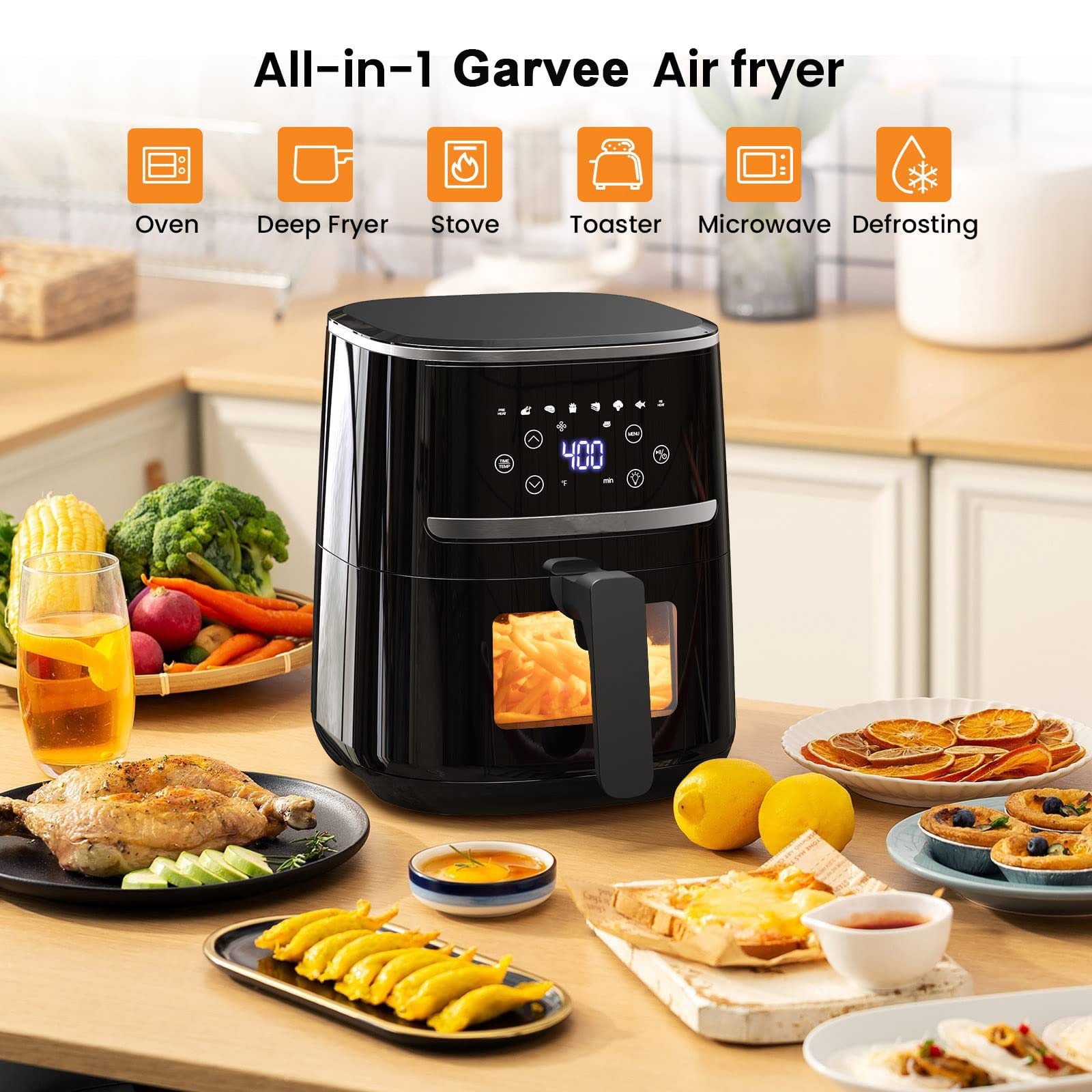 5Qt Digital Air Fryer Oven Combo, 8 Presets, Up to 400℉ - GARVEE