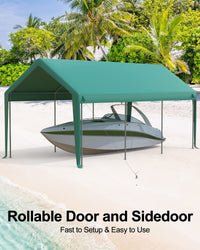 GARVEE Carport 10ft x20ft Heavy Duty Steel Canopy Height Adjustable & Portable Garage With Roll-up Door Without Sidewall Wrap Legs