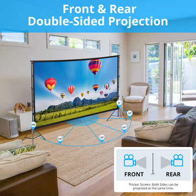 GARVEE Projector Screen With Stand 100 inch 16:9 4K HD Rear & Front Projections Movies Screen With Carry Bag