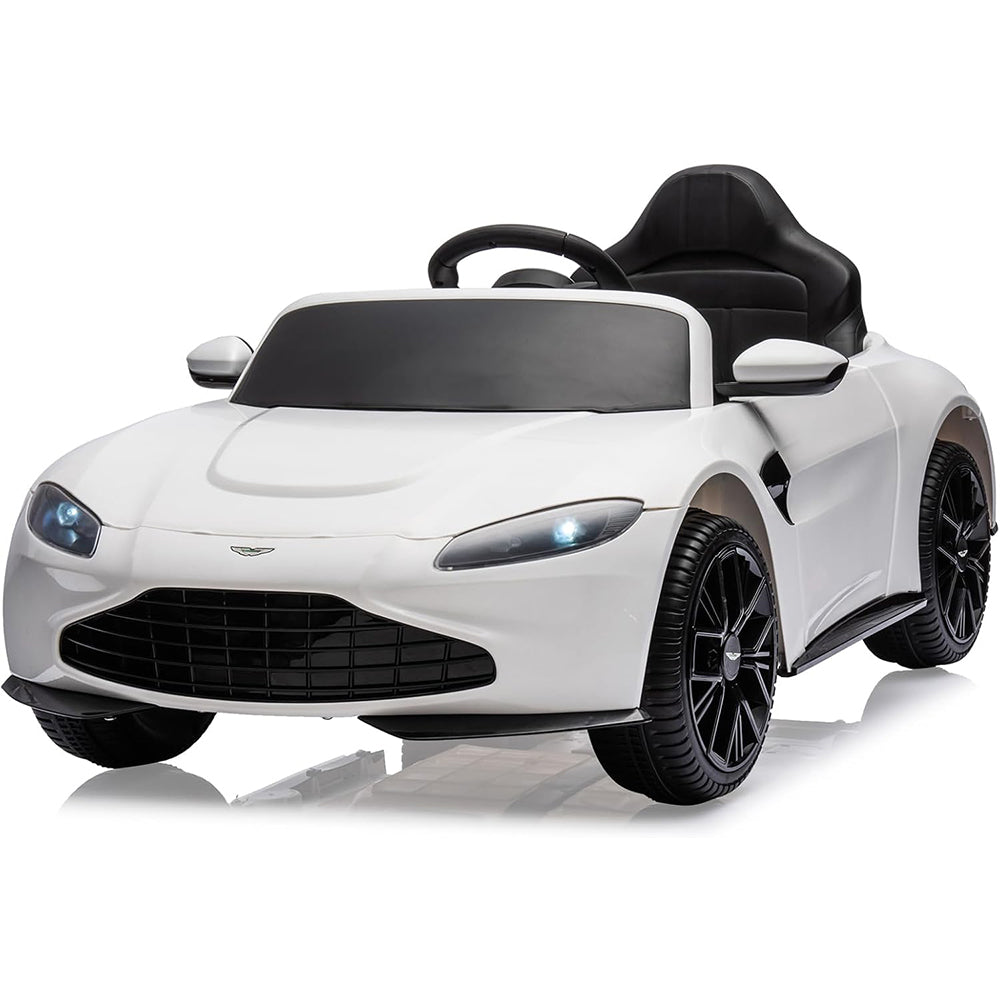 Garvee Ride - P Series: 12V Ride on Sports Car for Kids Licensed Aston Martin Battery Powered Car Toddles Ride on Toy with Remote Control, Horn, Soft Start, LED Lights, Music, USB, Electric Vehicle for Boys Girls (White)
