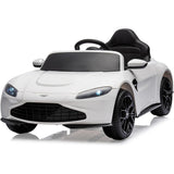 Garvee Ride - P Series: 12V Ride on Sports Car for Kids Licensed Aston Martin Battery Powered Car Toddles Ride on Toy with Remote Control, Horn, Soft Start, LED Lights, Music, USB, Electric Vehicle for Boys Girls (White) - White