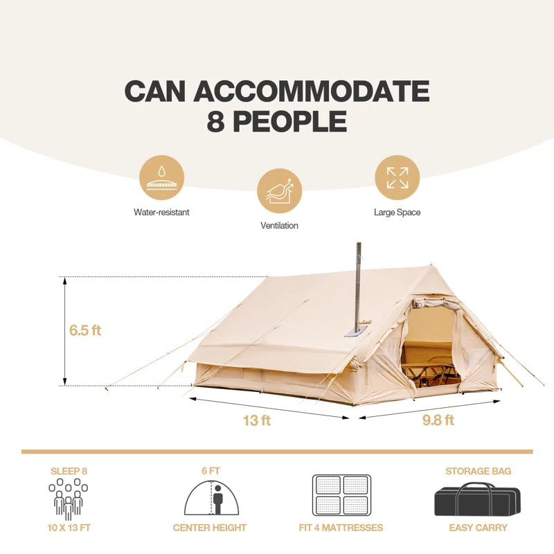 Garvee 6-8 Person Inflatable Camping Tent, Large Inflatable Tent House with Air Pump, Quick Assembly Luxury Camping Tent, Waterproof Oxford Fabric Suitable for All Seasons.