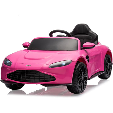 Garvee Ride - P Series: 12V Ride on Sports Car for Kids Licensed Aston Martin Battery Powered Car Toddles Ride on Toy with Remote Control, Horn, Soft Start, LED Lights, Music, USB, Electric Vehicle for Boys Girls (Pink)
