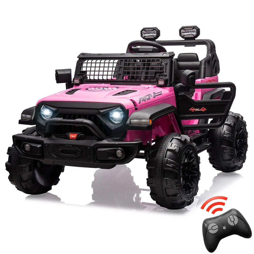 Garvee Ride - P Series: 2 Seats Battery Powered Electric Truck with Remote Control, 24V Kids Ride on Toy with 20inch Extra Width Seat for 3-8 Years Kids, Pink