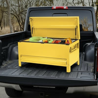 Garvee 48"x20"x20" Industrial Steel Truck Toolbox with Drawer, Lockable, Recessed Handles, Hydraulic Slow-Close Lid, Forklift Ready, Waterproof Heavy Duty Storage for Pickup Beds & Trailers, Yellow