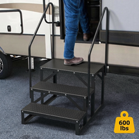 Garvee 3 Step RV Steps with Handrail, 660 Lbs Heavy-Duty Camper Entry Stairs, Anti-Slip Portable Steps for Travel Trailers,Mobile Home,Outdoor Camping with Non Slip Assist Handrail